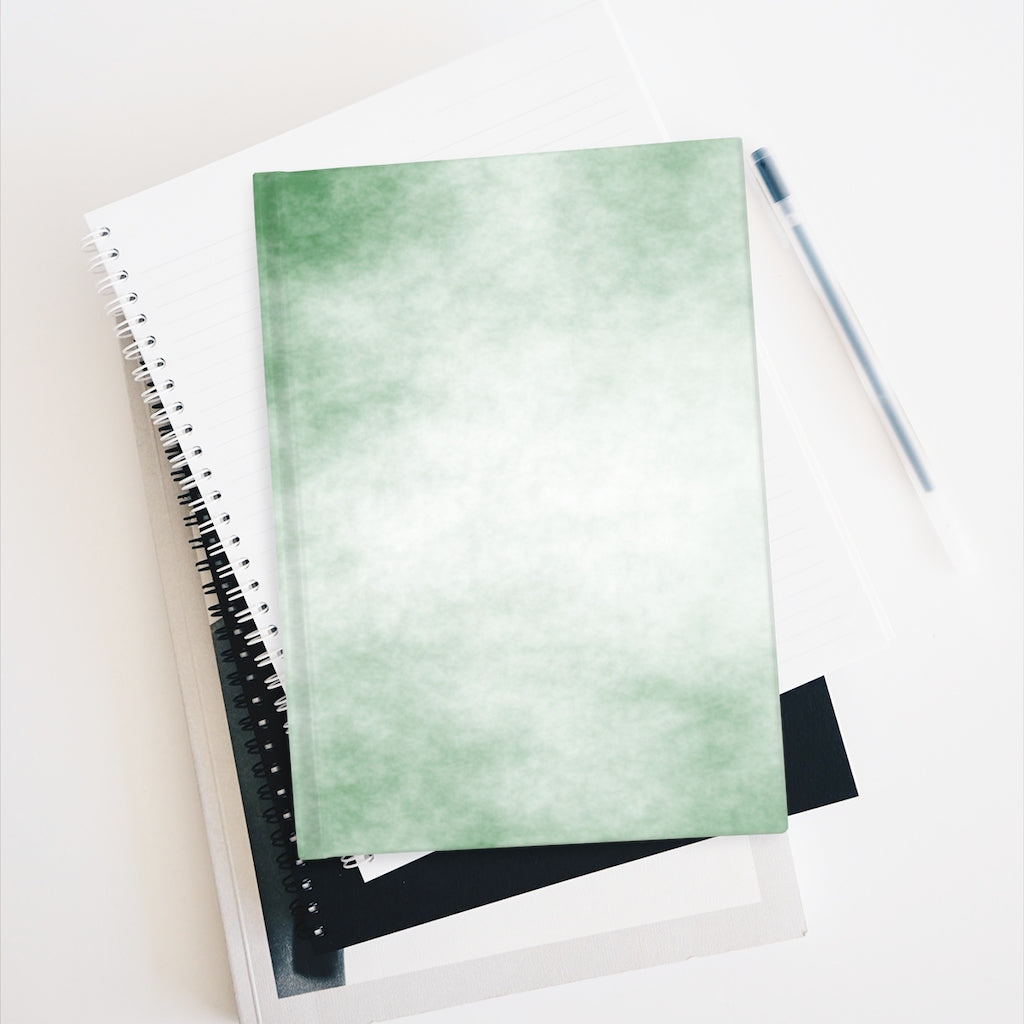 Green Clouds Journal with blank pages and vibrant wraparound print, showcasing its hardcover design.