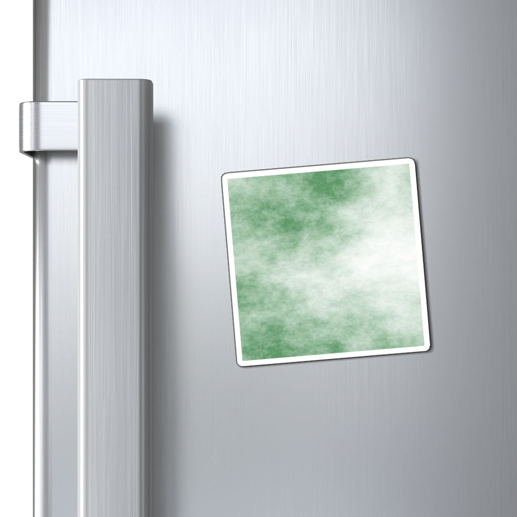 A set of Green Clouds Magnets showcasing vibrant green designs on a black backing, ideal for displaying messages on metallic surfaces.