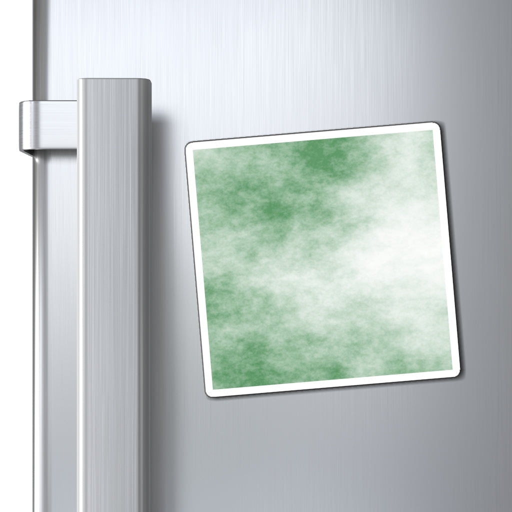 A set of Green Clouds Magnets showcasing vibrant green designs on a black backing, ideal for displaying messages on metallic surfaces.