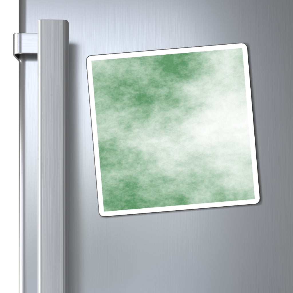 A set of Green Clouds Magnets showcasing vibrant green designs on a black backing, ideal for displaying messages on metallic surfaces.