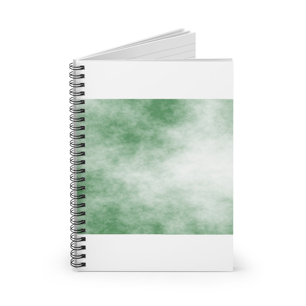 Green Clouds Spiral Notebook with ruled line pages and durable printed cover, featuring a stylish design.