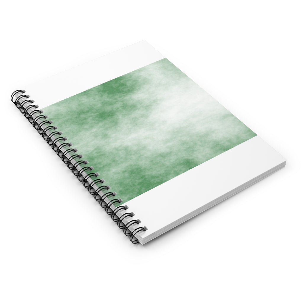 Green Clouds Spiral Notebook with ruled line pages and durable printed cover, featuring a stylish design.