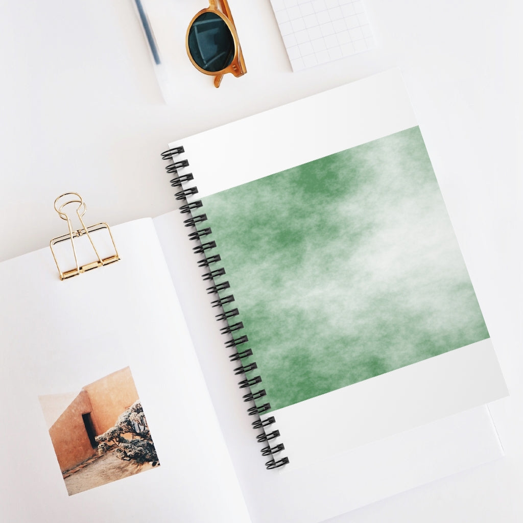 Green Clouds Spiral Notebook with ruled line pages and durable printed cover, featuring a stylish design.