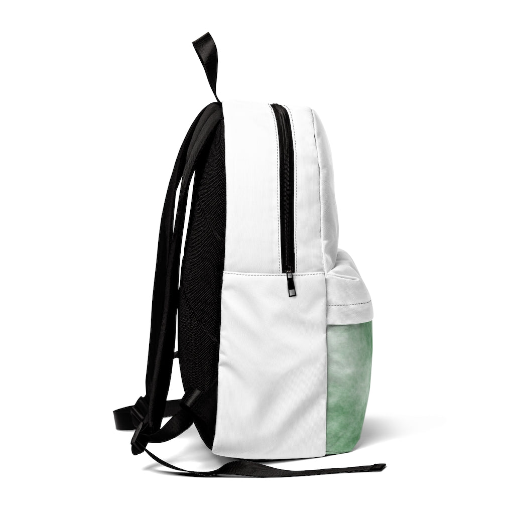 Green Clouds Unisex Classic Backpack showcasing its durable nylon material and adjustable straps.