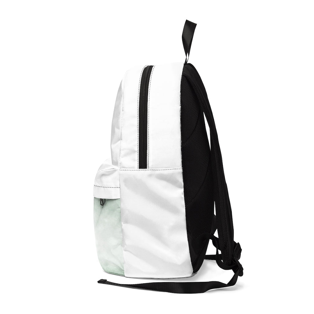 Green Clouds Unisex Classic Backpack showcasing its durable nylon material and adjustable straps.