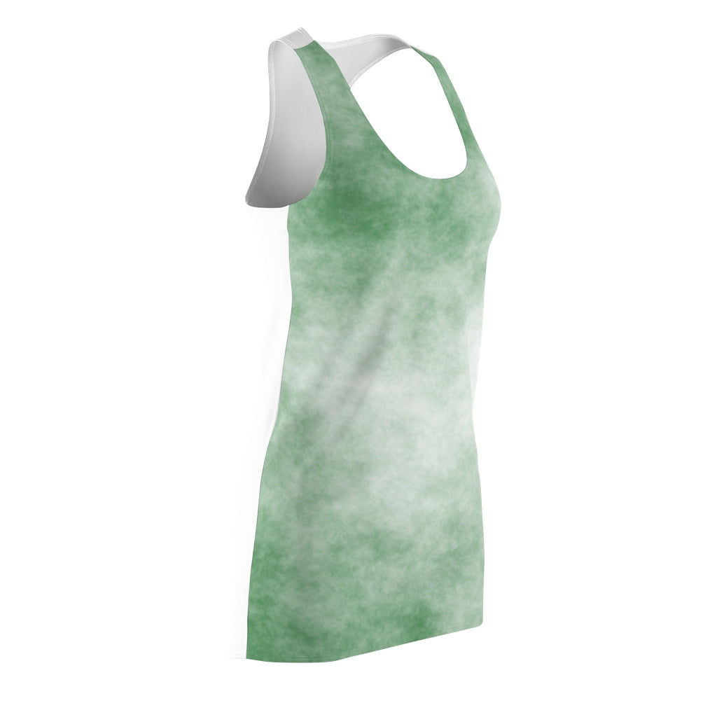 A stylish Green Clouds Women's Cut & Sew Racerback Dress featuring a feminine design and sporty fit, perfect for various occasions.