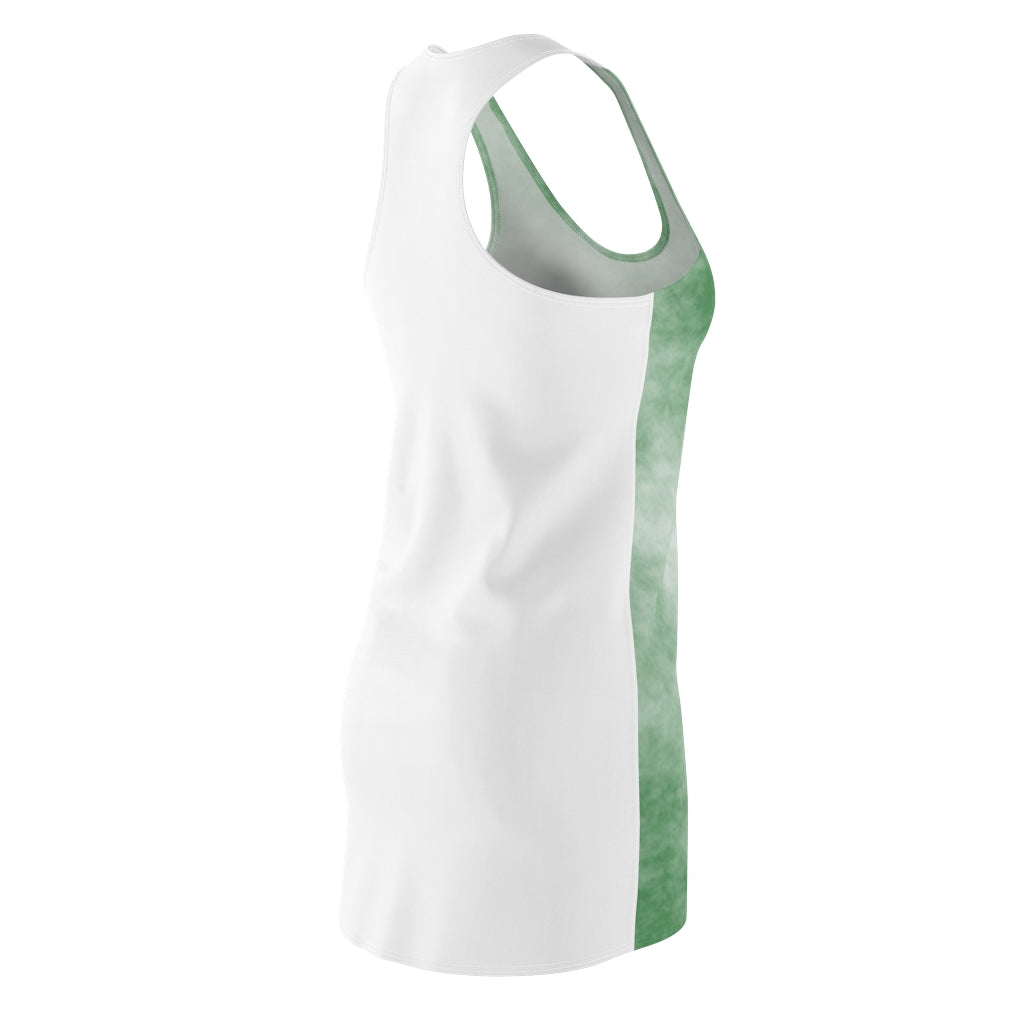 A stylish Green Clouds Women's Cut & Sew Racerback Dress featuring a feminine design and sporty fit, perfect for various occasions.