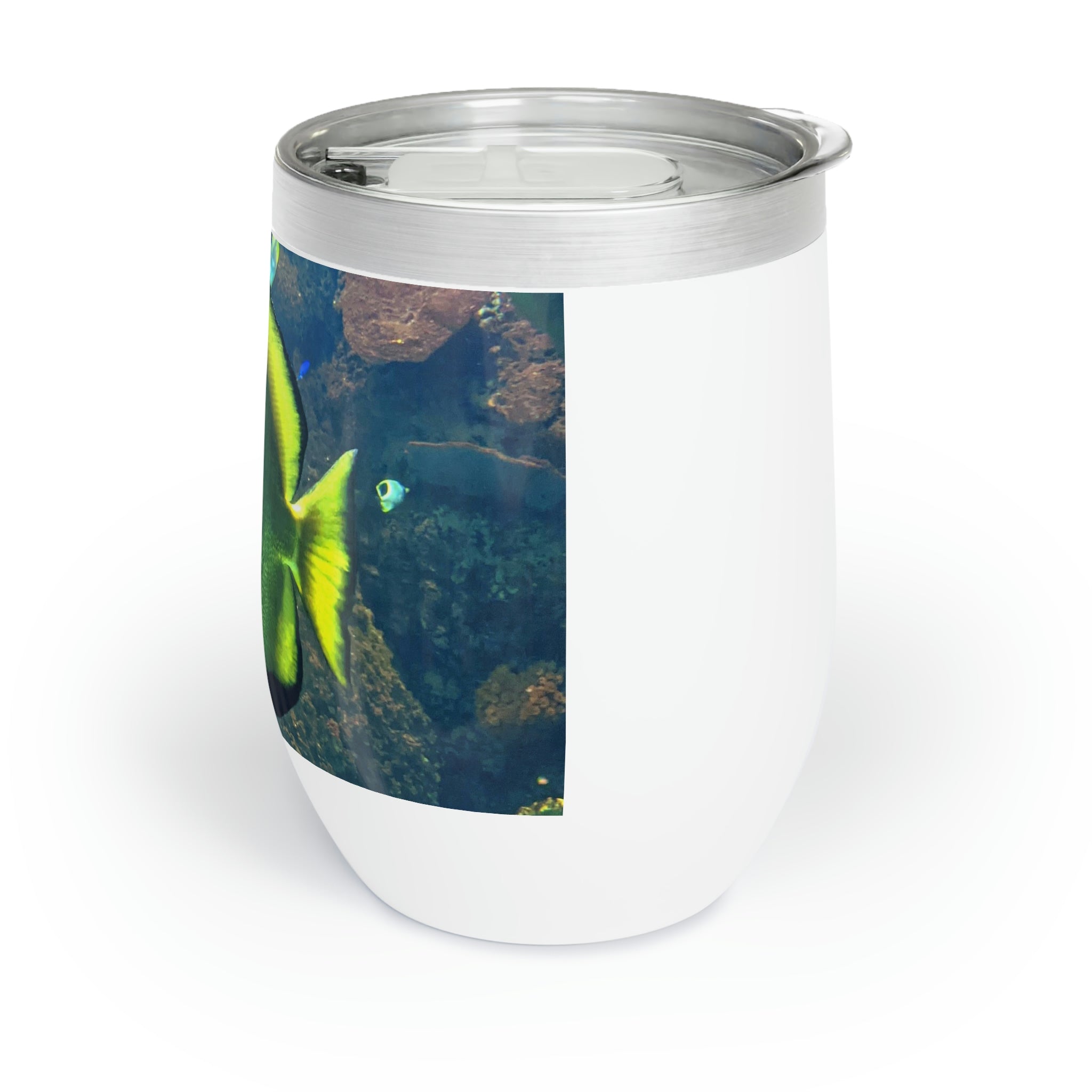 Green Fish Chill Wine Tumbler with double-insulated walls, showcasing a sleek stainless steel design.