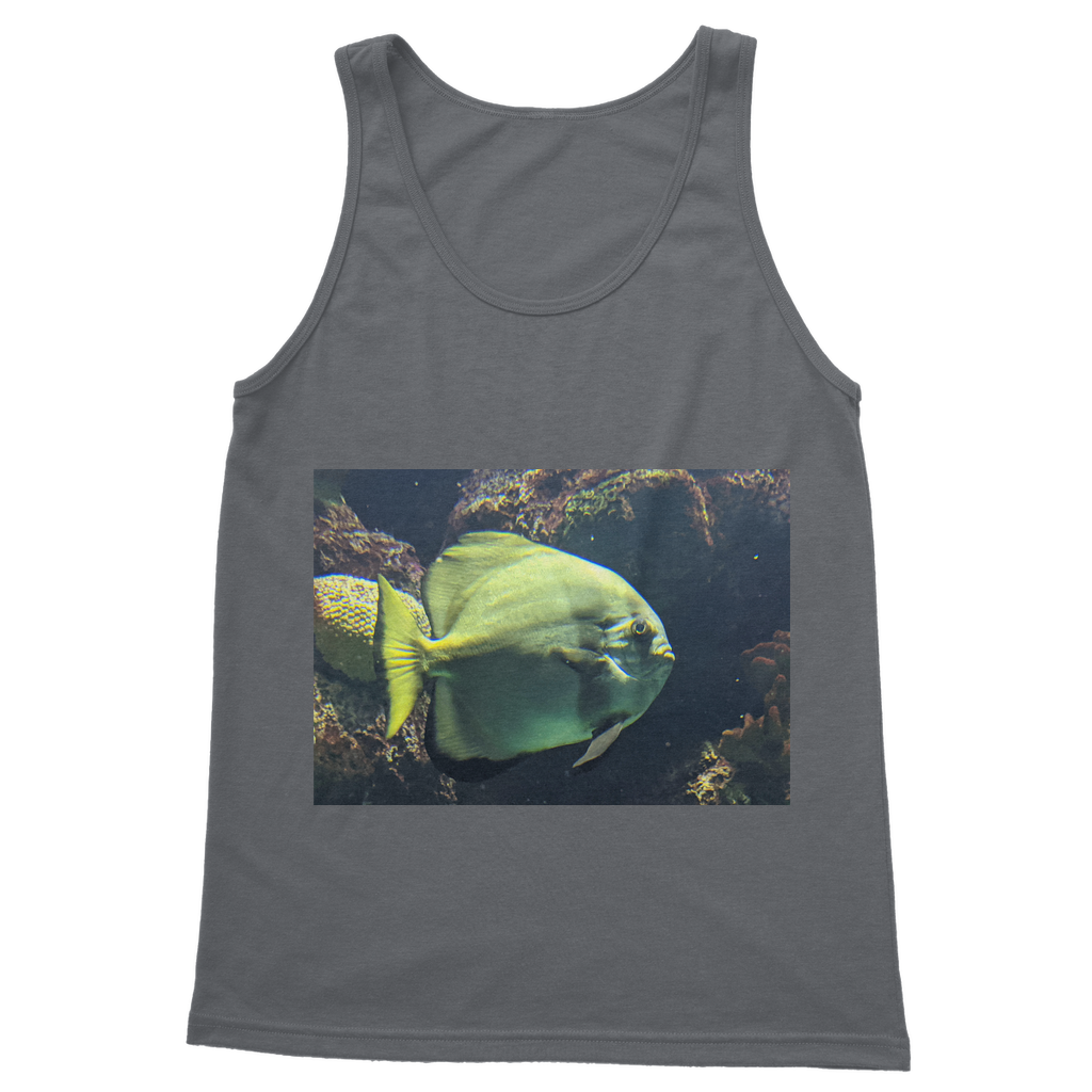 Green Fish Classic Adult Vest Top featuring a unisex design, preshrunk jersey knit fabric, and rib knit trim for added durability.