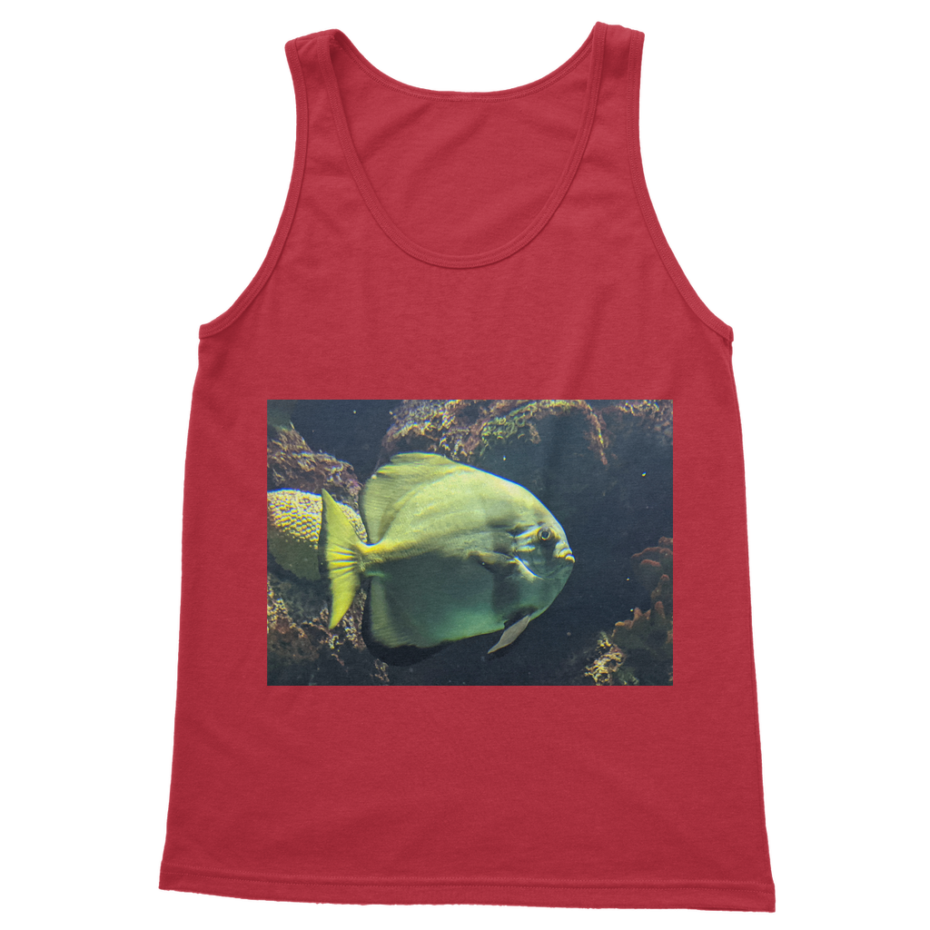 Green Fish Classic Adult Vest Top featuring a unisex design, preshrunk jersey knit fabric, and rib knit trim for added durability.