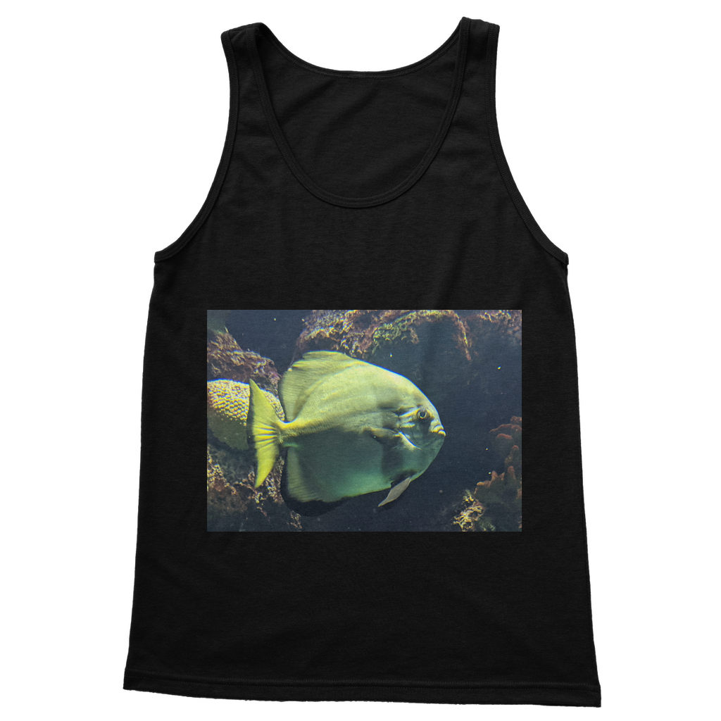 Green Fish Classic Adult Vest Top featuring a unisex design, preshrunk jersey knit fabric, and rib knit trim for added durability.