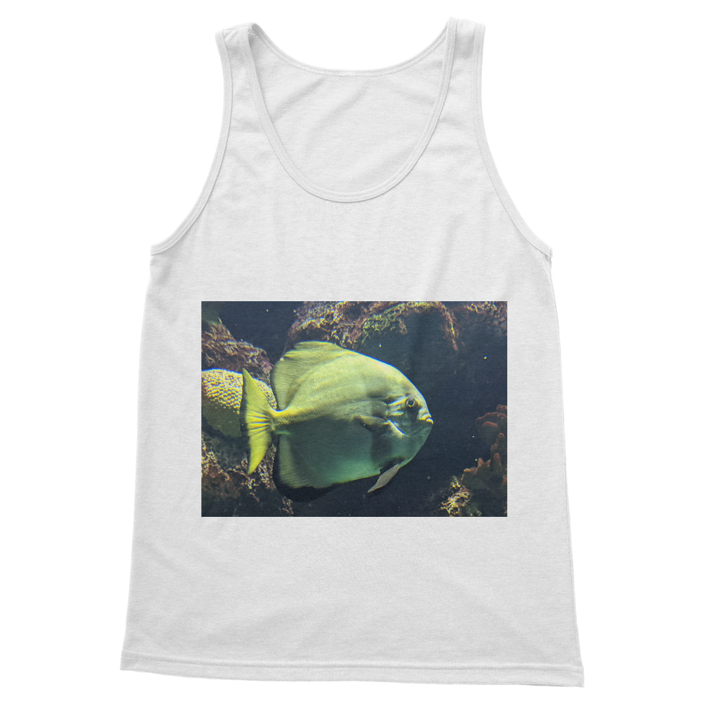 Green Fish Classic Adult Vest Top featuring a unisex design, preshrunk jersey knit fabric, and rib knit trim for added durability.