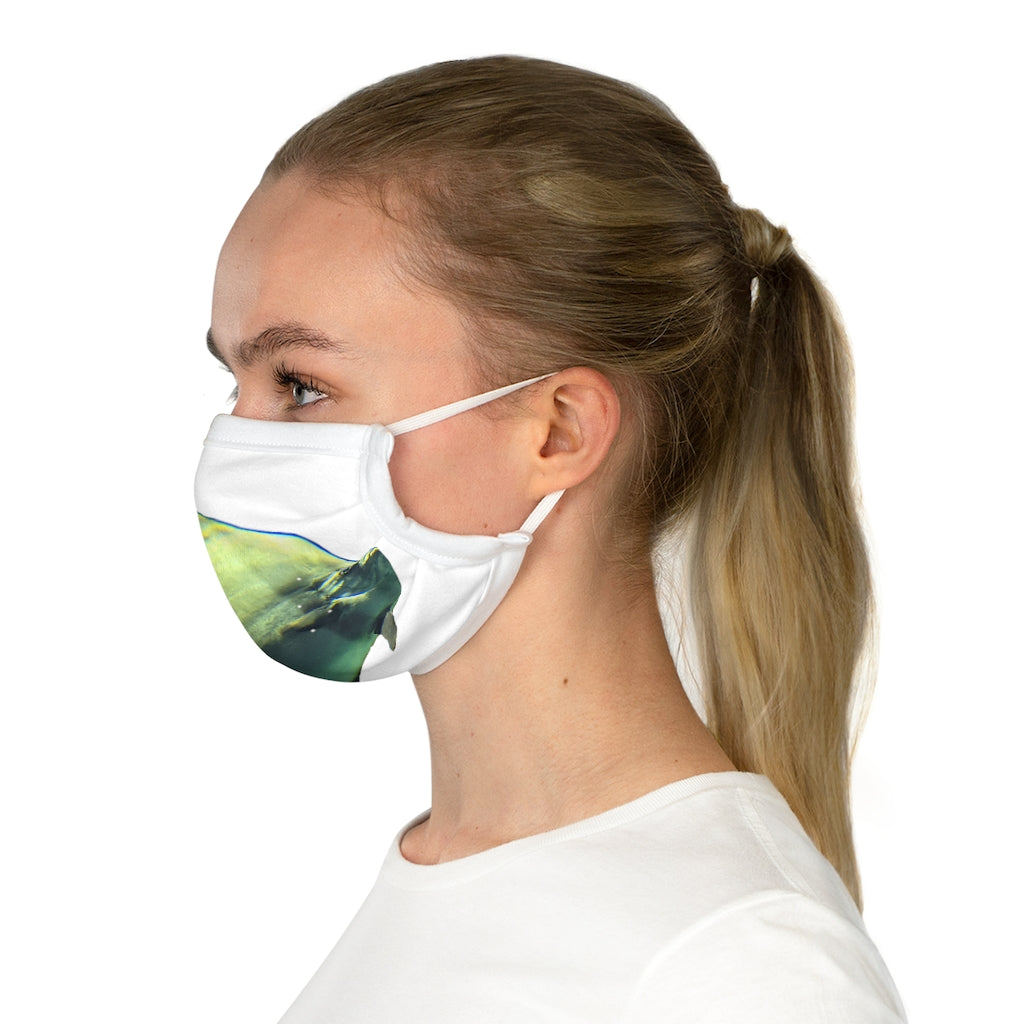 Green Fish Cotton Face Mask featuring a vibrant fish design, made from 100% cotton with adjustable features for comfort.