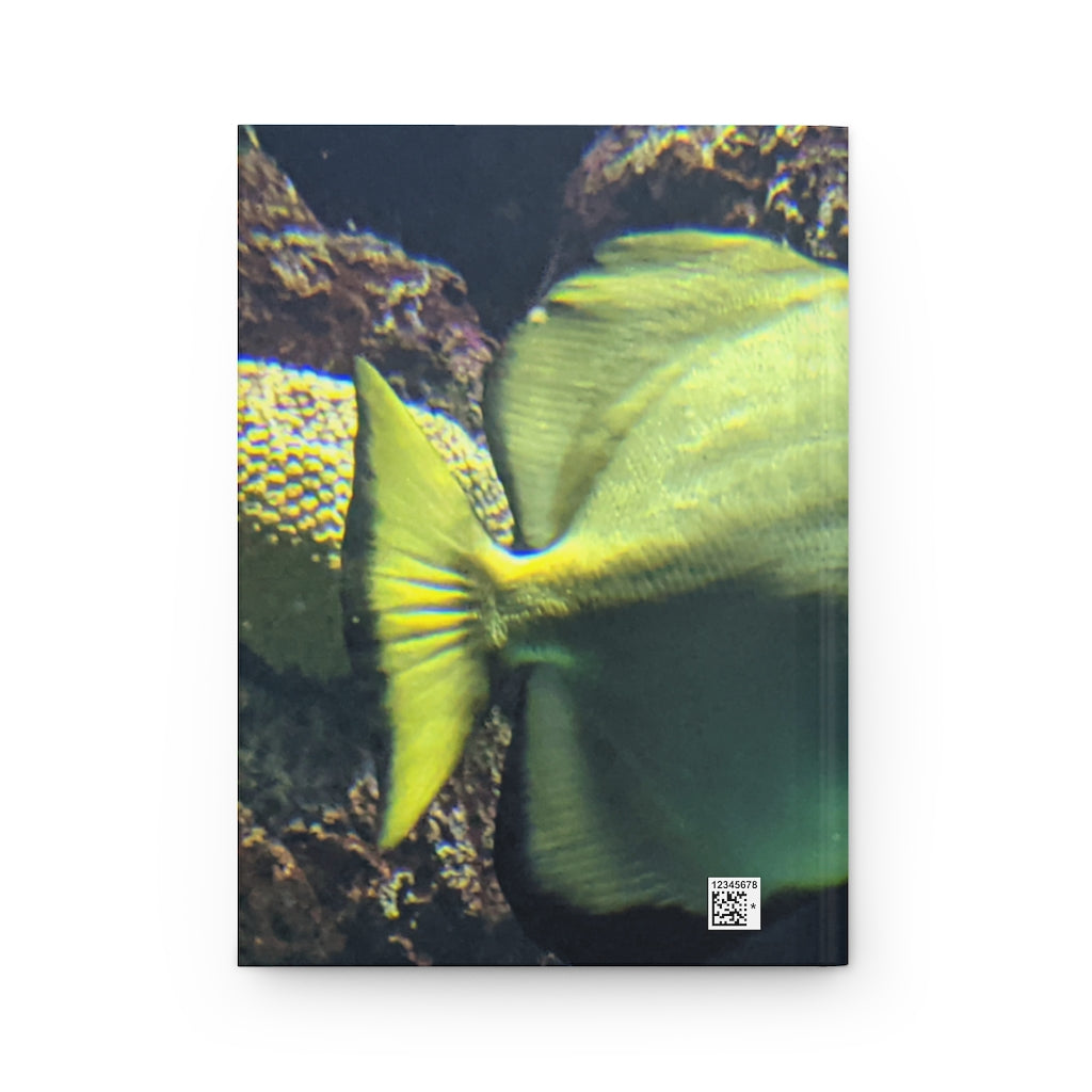 Green Fish Hardcover Journal with matte finish, customizable covers, and lined pages, perfect for journaling.