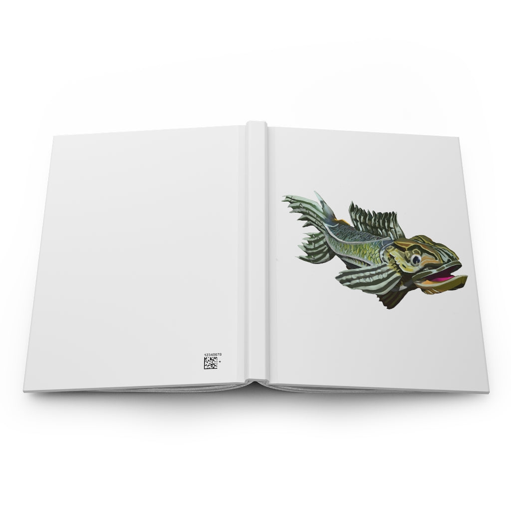 Green Fish Hardcover Journal with matte finish, customizable covers, and lined pages, perfect for personal journaling.