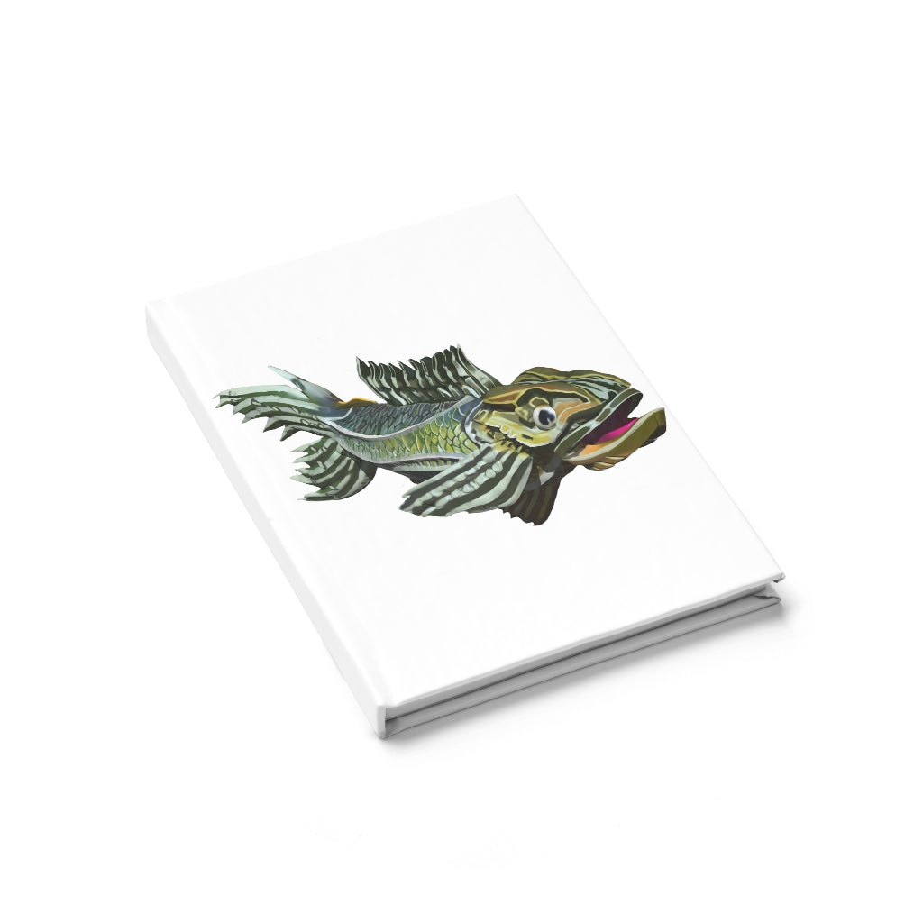 Green Fish Journal with ruled line pages and durable hardcover, featuring a full wraparound print design.