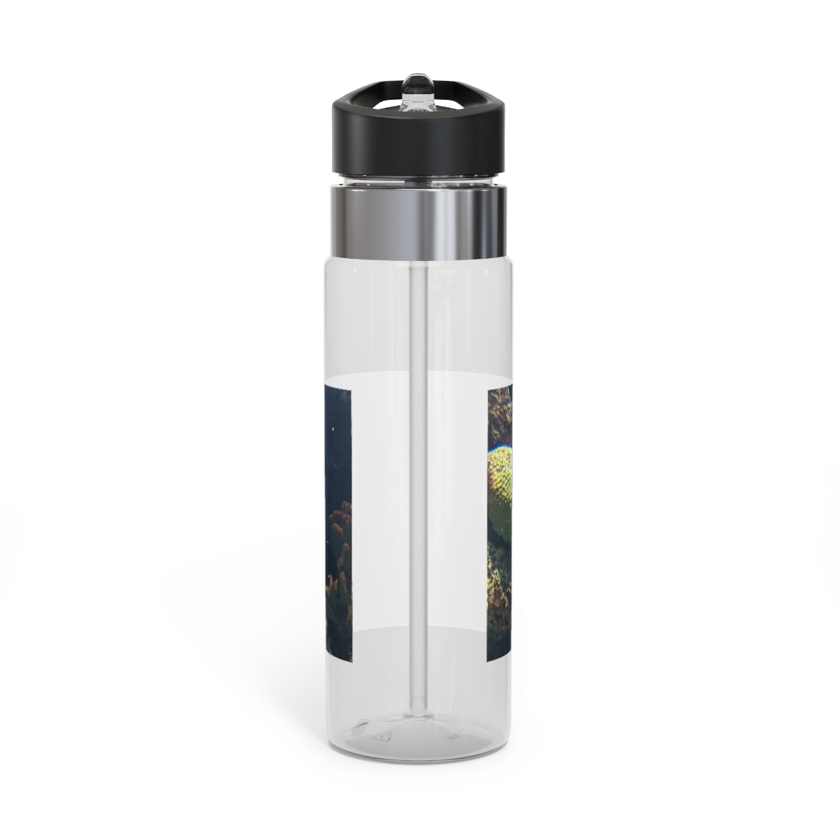 Green Fish Kensington Tritan™ Sport Bottle in vibrant color with screw-on lid and straw, featuring a carabiner hook for easy attachment.