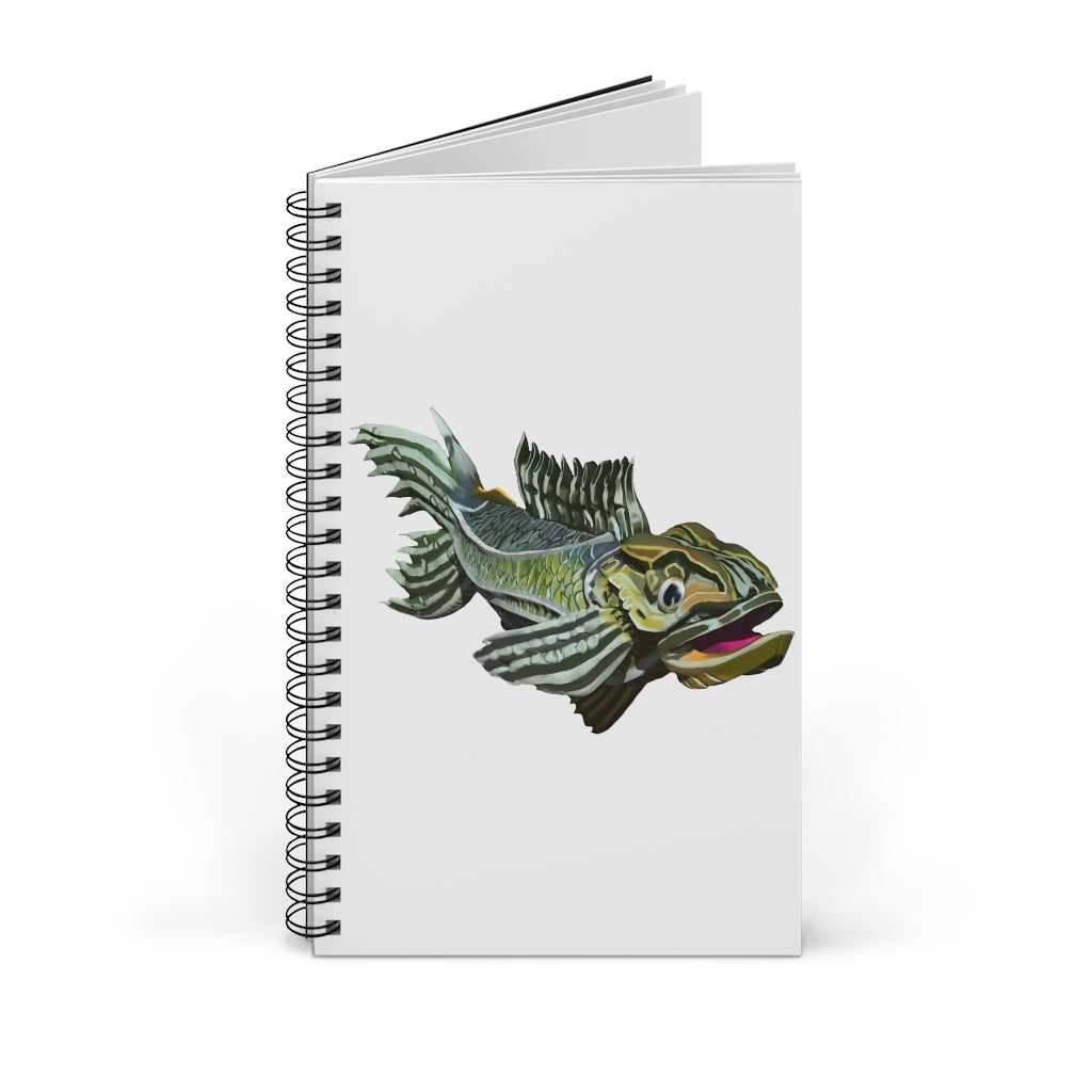 Green Fish Spiral Journal featuring a stylish front cover, available in multiple styles including blank, dot grid, lined, and task.