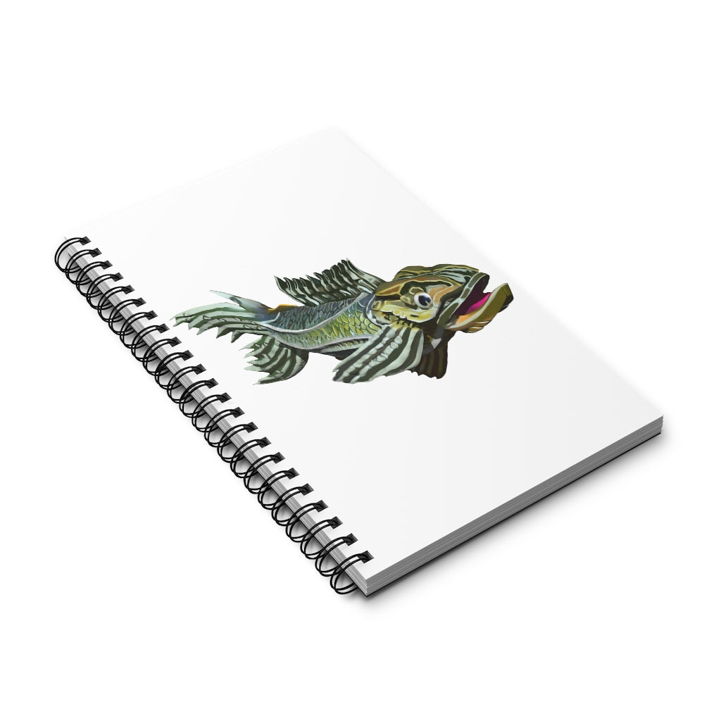 Green Fish Spiral Journal featuring a stylish front cover, available in multiple styles including blank, dot grid, lined, and task.