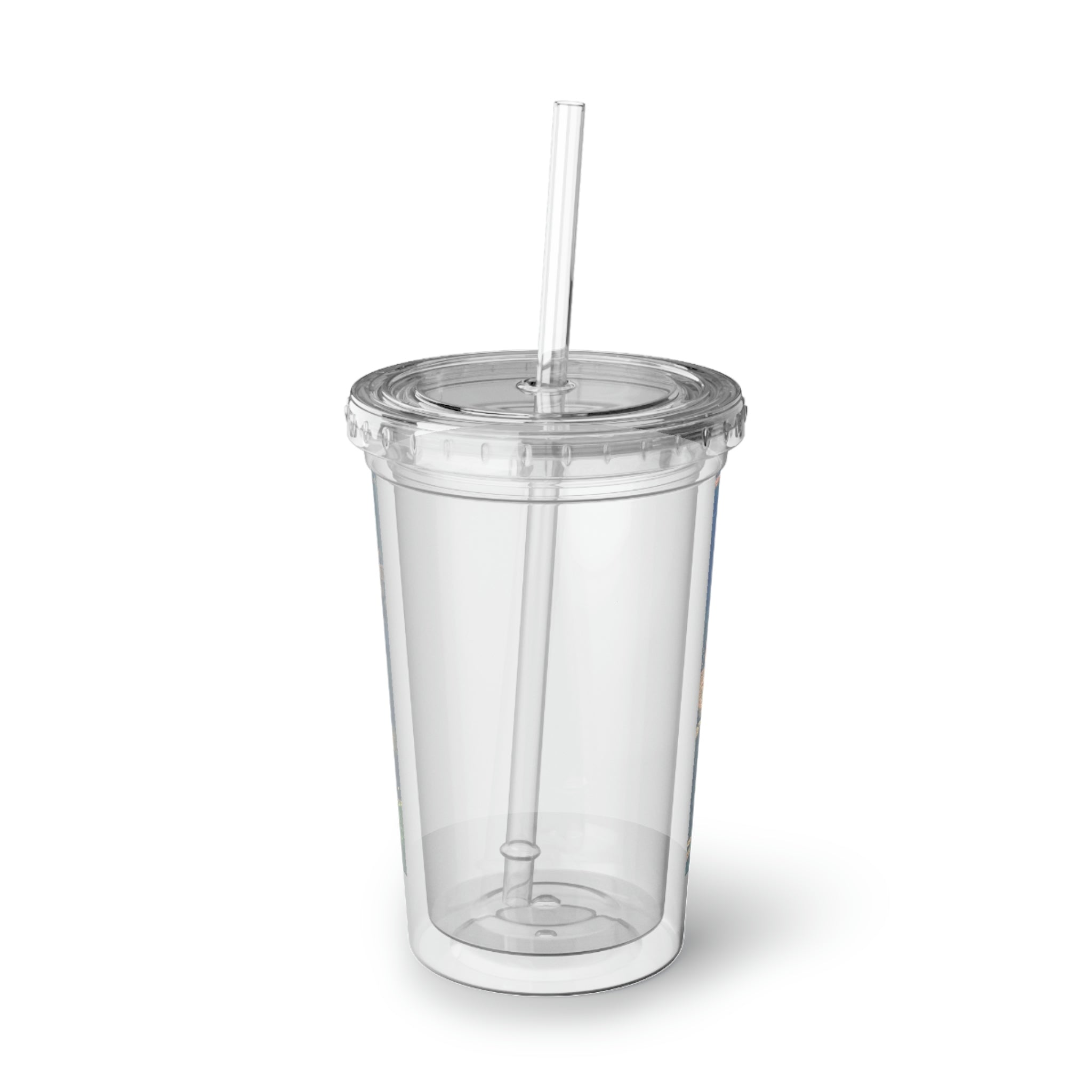 Green Fish Suave Acrylic Cup with a sleek stainless steel design, featuring a black screw-on cap and a plastic straw, perfect for hydration.