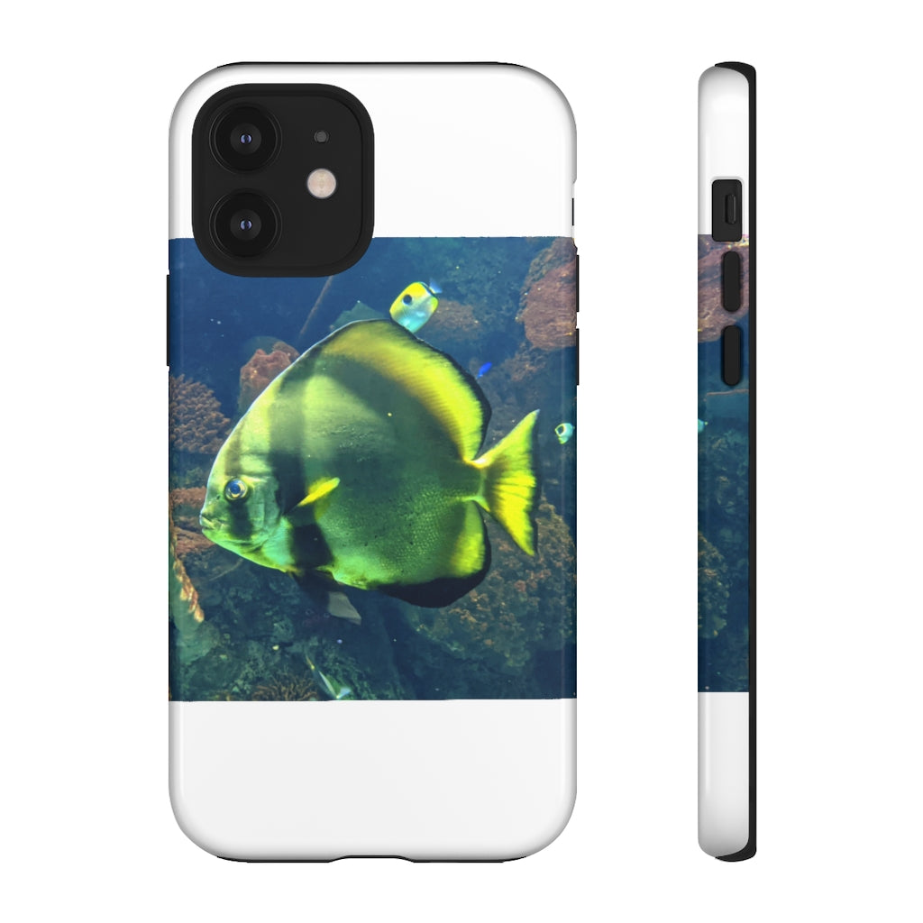 Green Fish Tough Case featuring a vibrant photographic print design with dual-layer protection for smartphones.