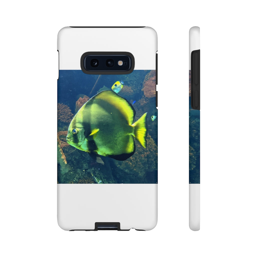 Green Fish Tough Case featuring a vibrant photographic print design with dual-layer protection for smartphones.