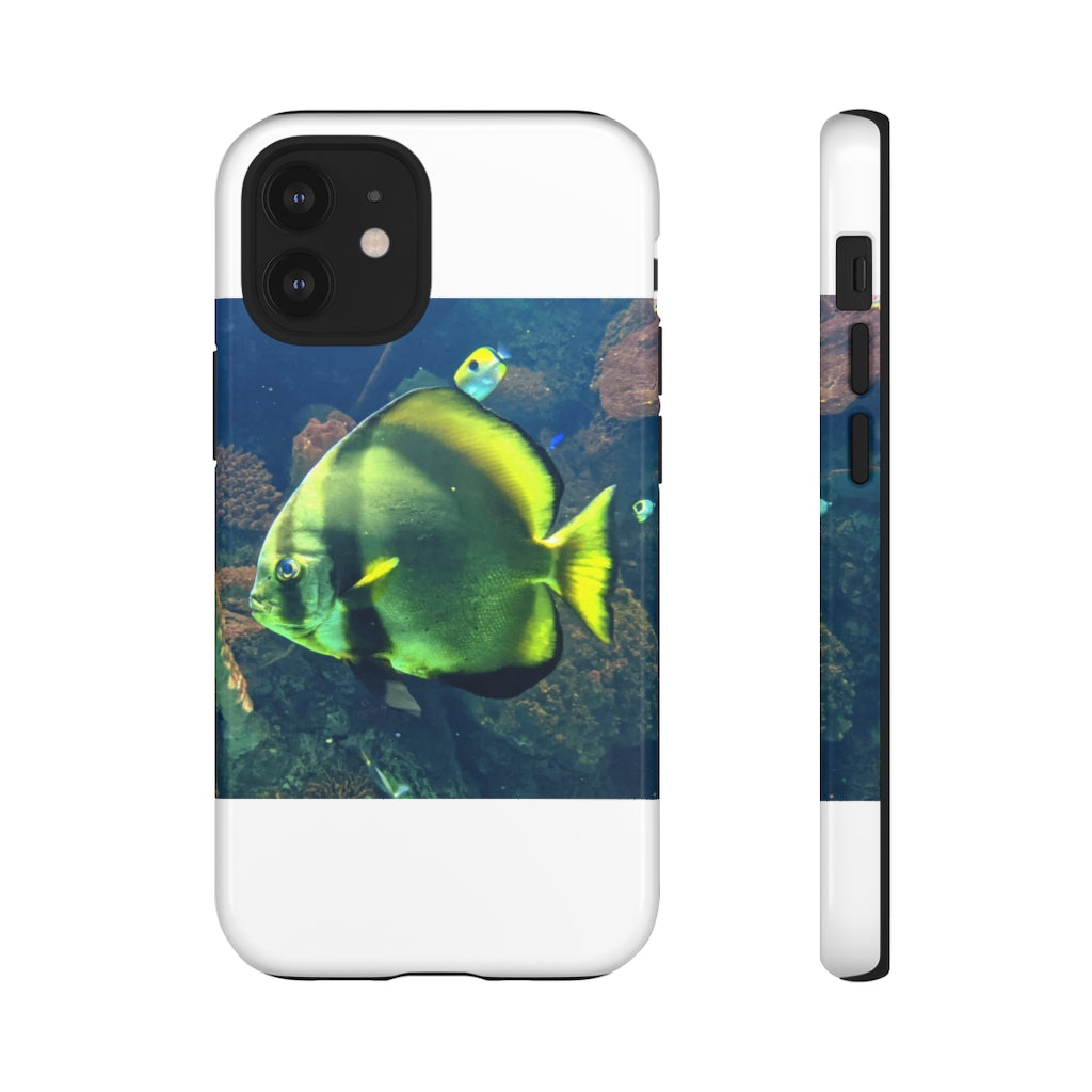 Green Fish Tough Case featuring a vibrant photographic print design with dual-layer protection for smartphones.