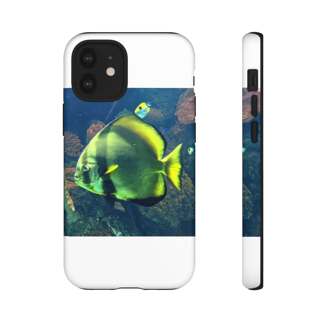 Green Fish Tough Case featuring a vibrant photographic print design with dual-layer protection for smartphones.