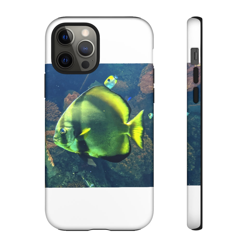 Green Fish Tough Case featuring a vibrant photographic print design with dual-layer protection for smartphones.