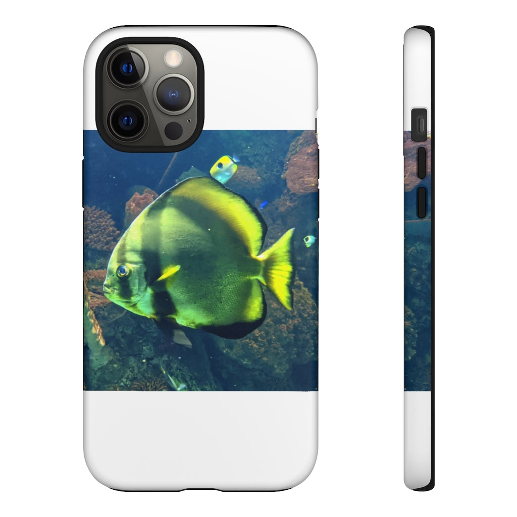 Green Fish Tough Case featuring a vibrant photographic print design with dual-layer protection for smartphones.