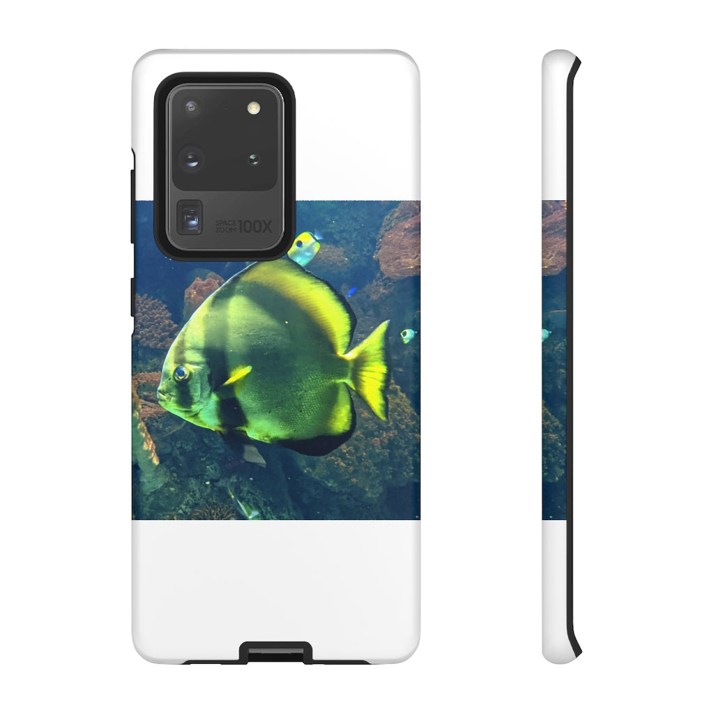 Green Fish Tough Case featuring a vibrant photographic print design with dual-layer protection for smartphones.