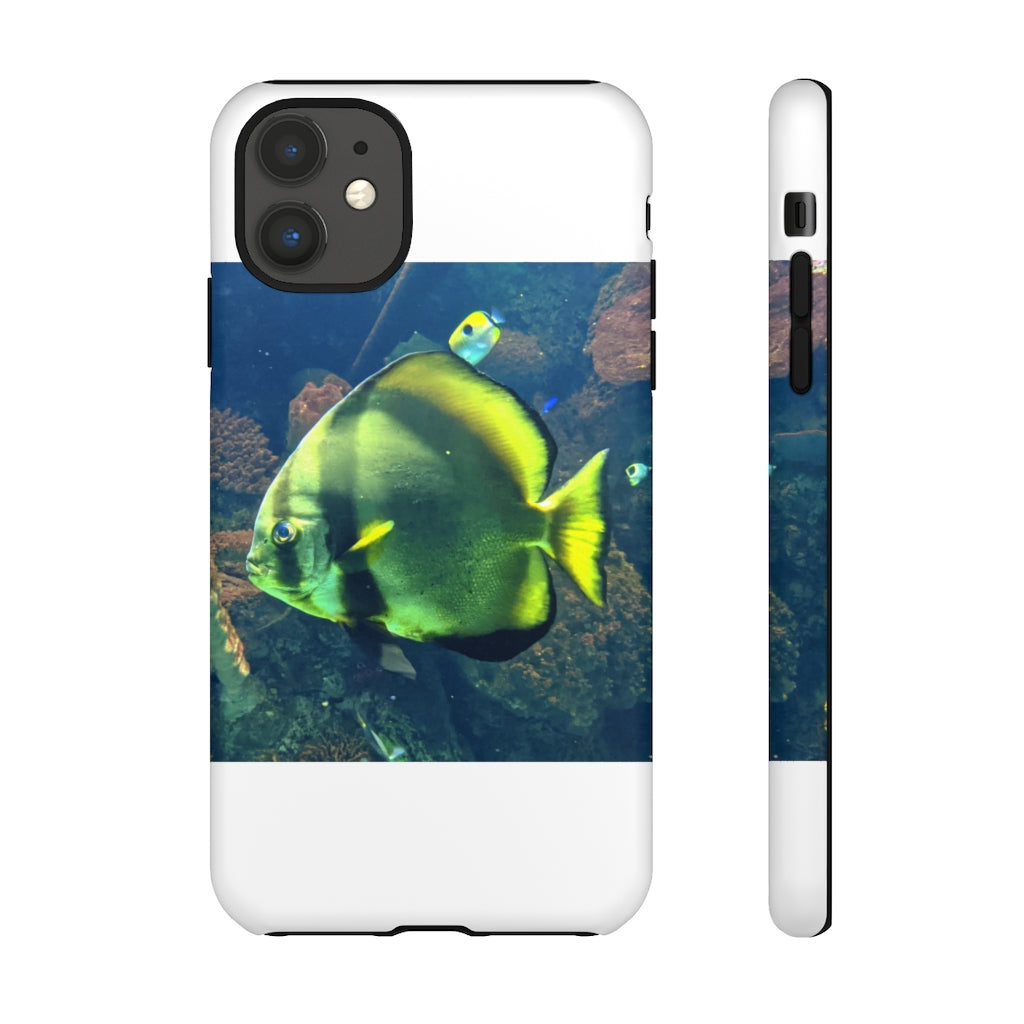 Green Fish Tough Case featuring a vibrant photographic print design with dual-layer protection for smartphones.