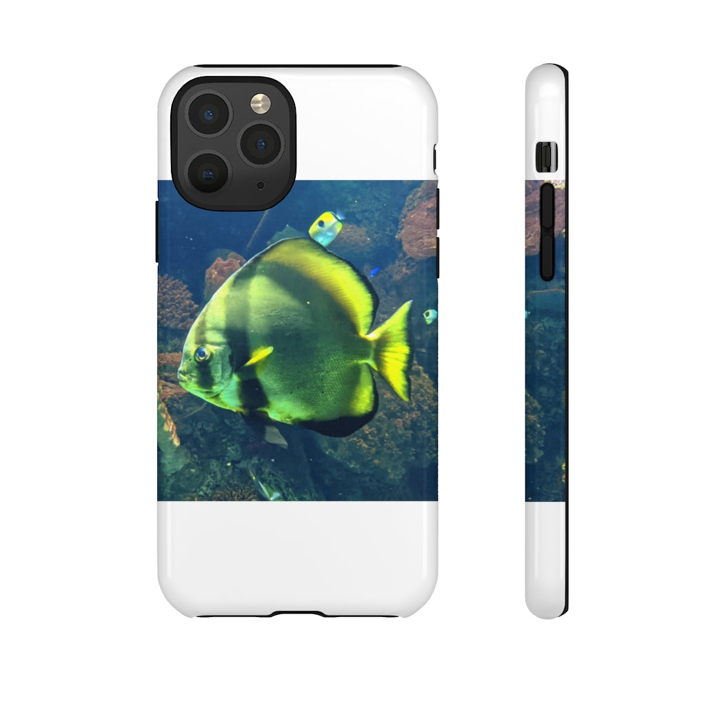 Green Fish Tough Case featuring a vibrant photographic print design with dual-layer protection for smartphones.