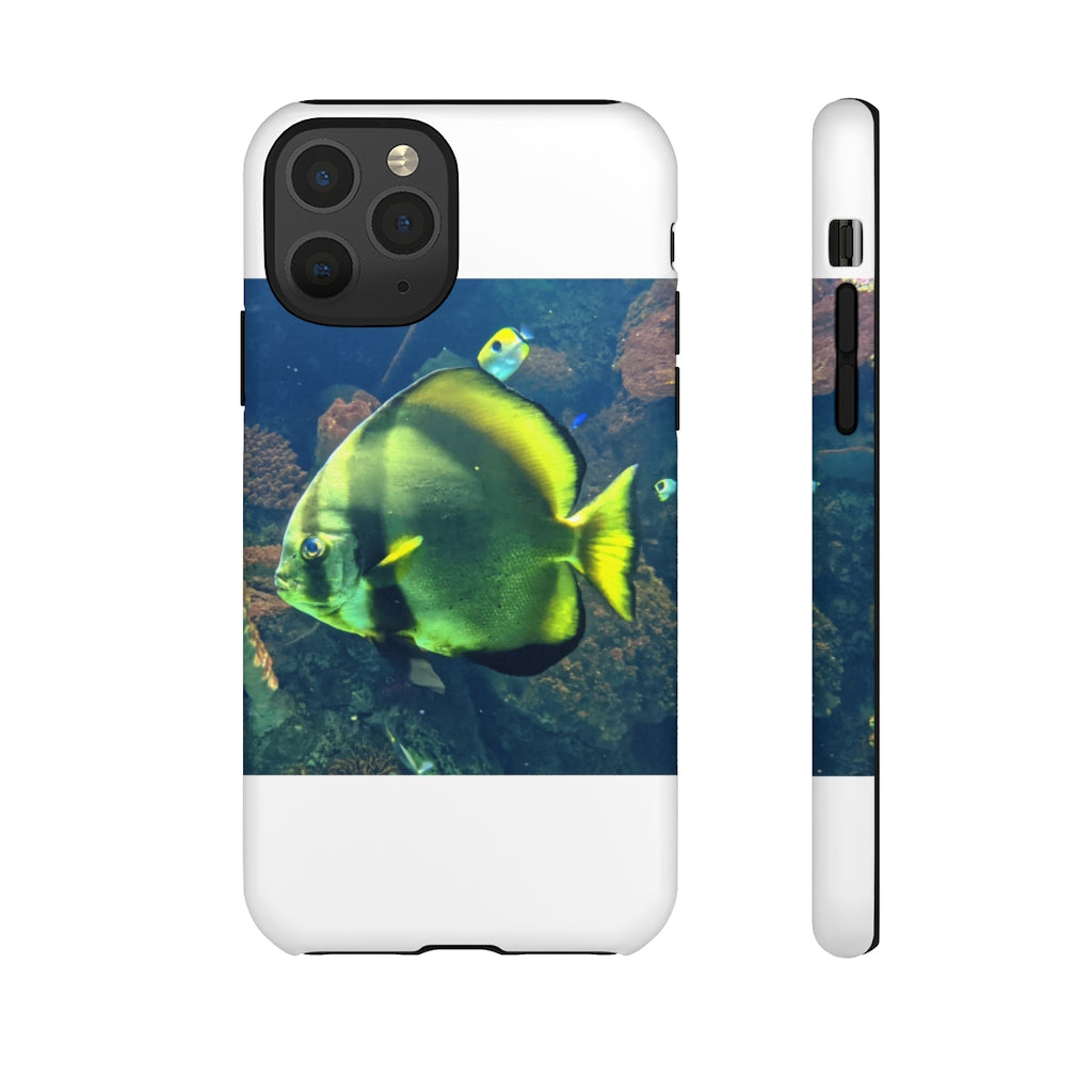 Green Fish Tough Case featuring a vibrant photographic print design with dual-layer protection for smartphones.