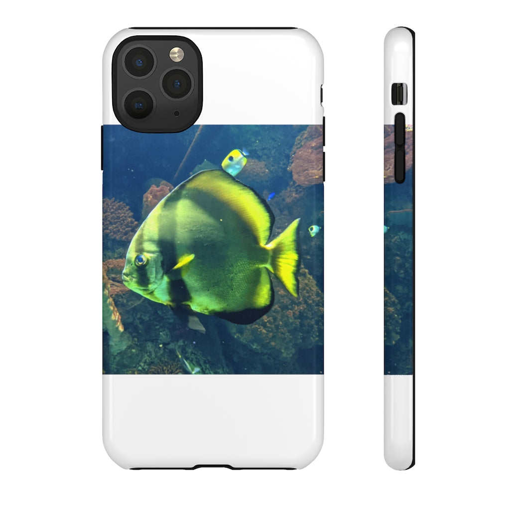 Green Fish Tough Case featuring a vibrant photographic print design with dual-layer protection for smartphones.