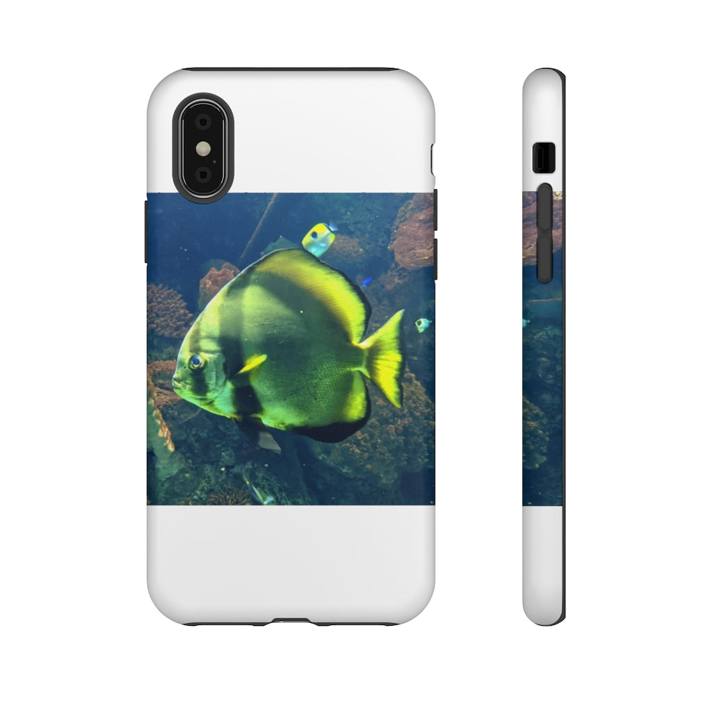 Green Fish Tough Case featuring a vibrant photographic print design with dual-layer protection for smartphones.