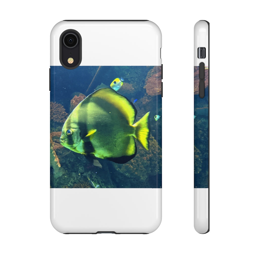 Green Fish Tough Case featuring a vibrant photographic print design with dual-layer protection for smartphones.