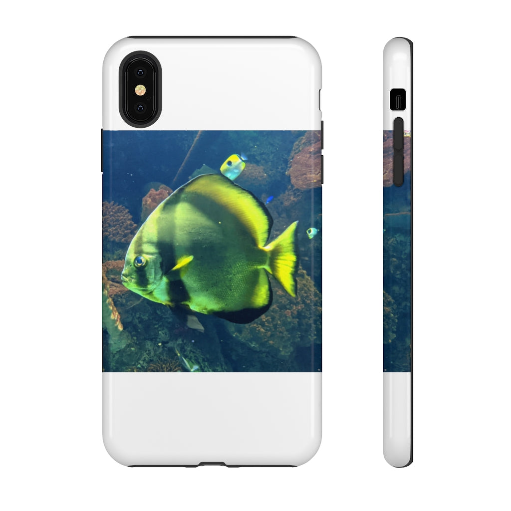 Green Fish Tough Case featuring a vibrant photographic print design with dual-layer protection for smartphones.