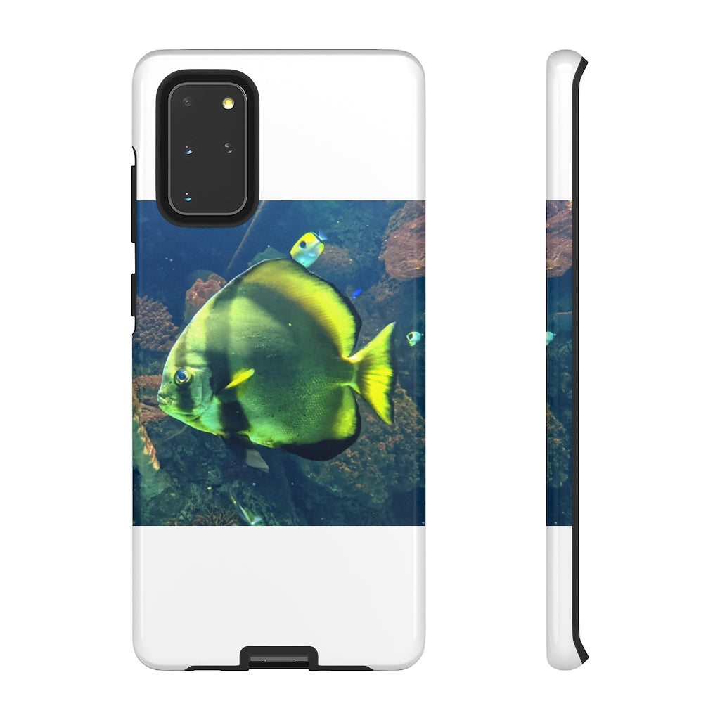 Green Fish Tough Case featuring a vibrant photographic print design with dual-layer protection for smartphones.