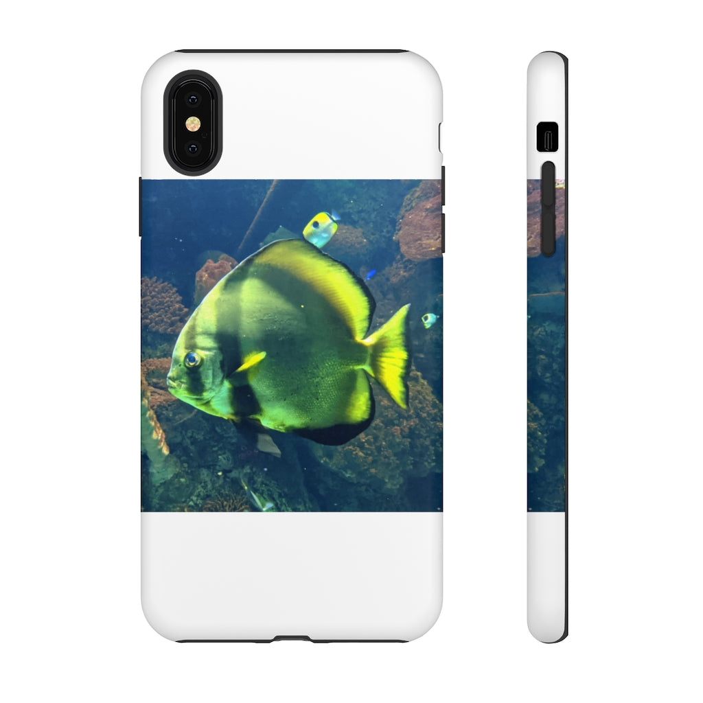 Green Fish Tough Case featuring a vibrant photographic print design with dual-layer protection for smartphones.