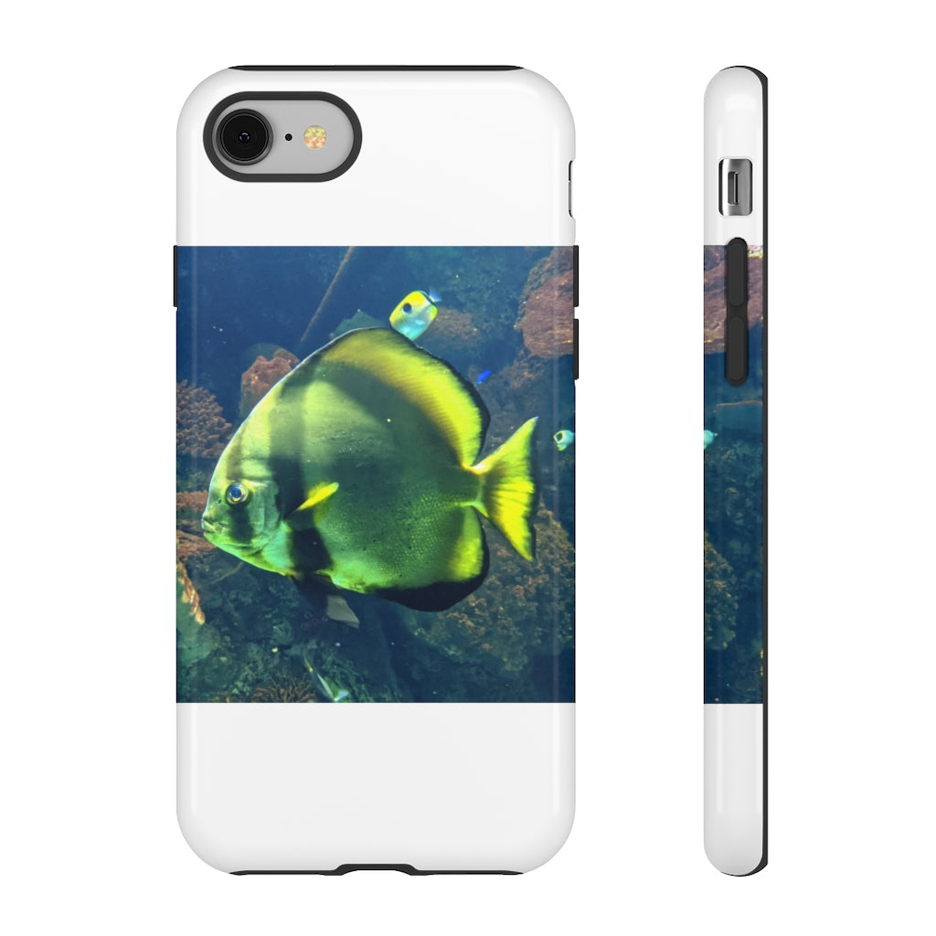 Green Fish Tough Case featuring a vibrant photographic print design with dual-layer protection for smartphones.