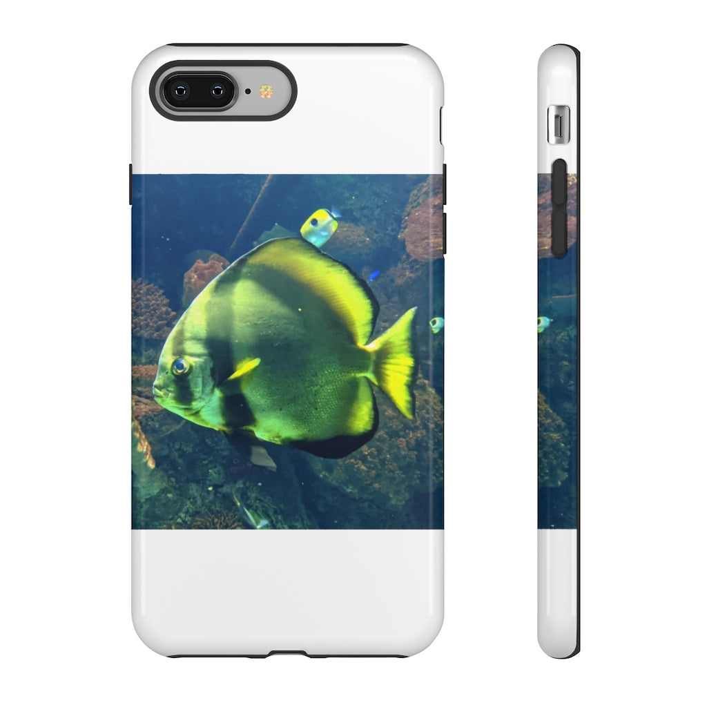 Green Fish Tough Case featuring a vibrant photographic print design with dual-layer protection for smartphones.