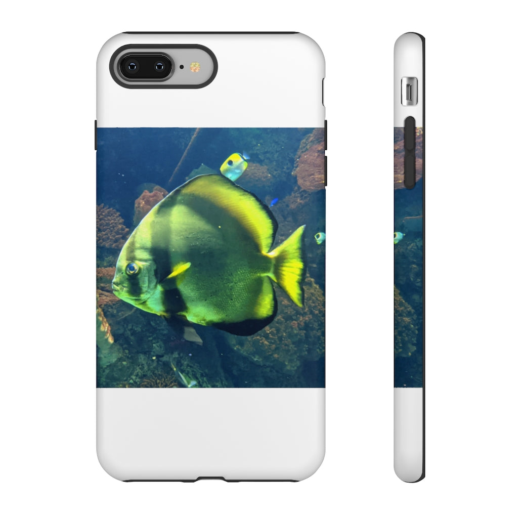 Green Fish Tough Case featuring a vibrant photographic print design with dual-layer protection for smartphones.