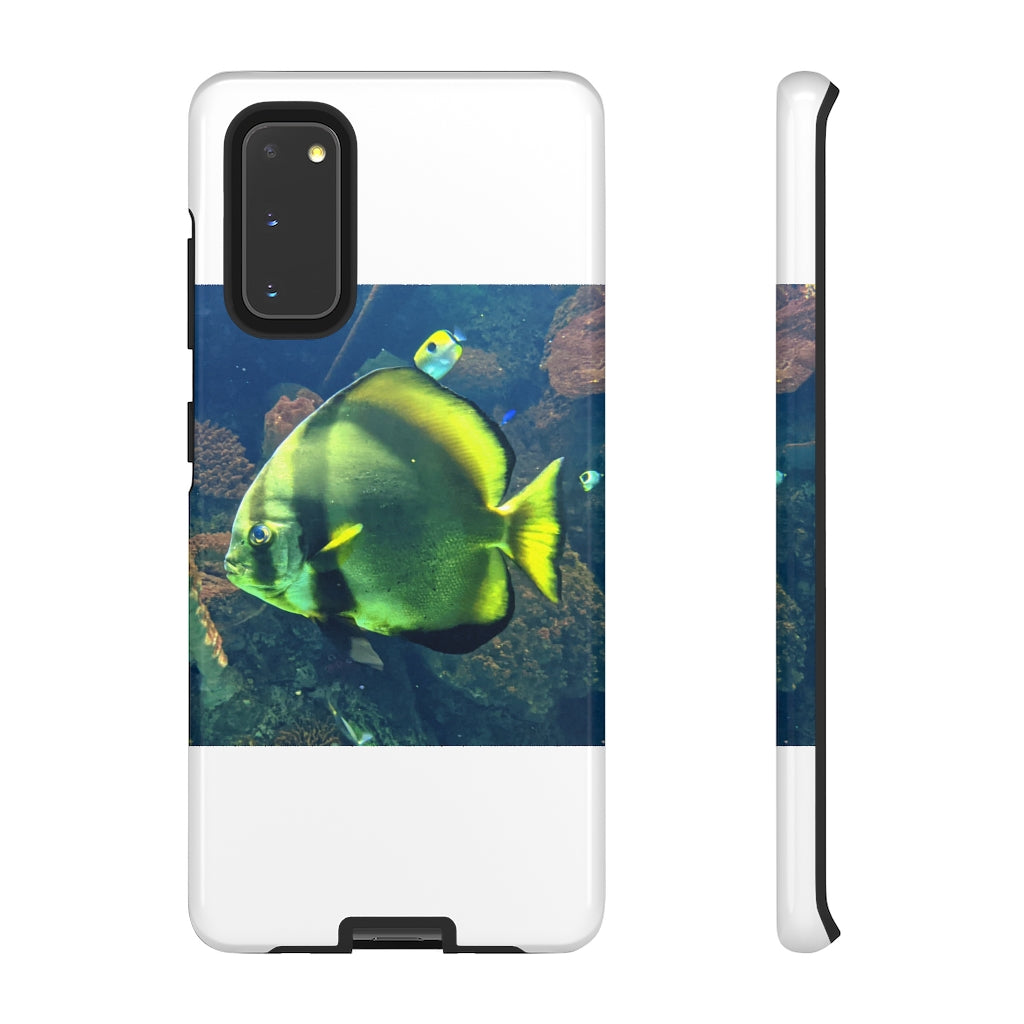 Green Fish Tough Case featuring a vibrant photographic print design with dual-layer protection for smartphones.