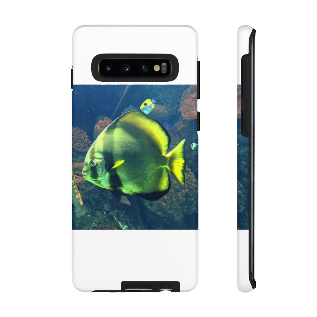 Green Fish Tough Case featuring a vibrant photographic print design with dual-layer protection for smartphones.