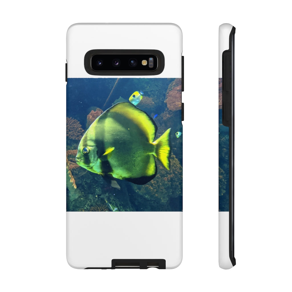 Green Fish Tough Case featuring a vibrant photographic print design with dual-layer protection for smartphones.