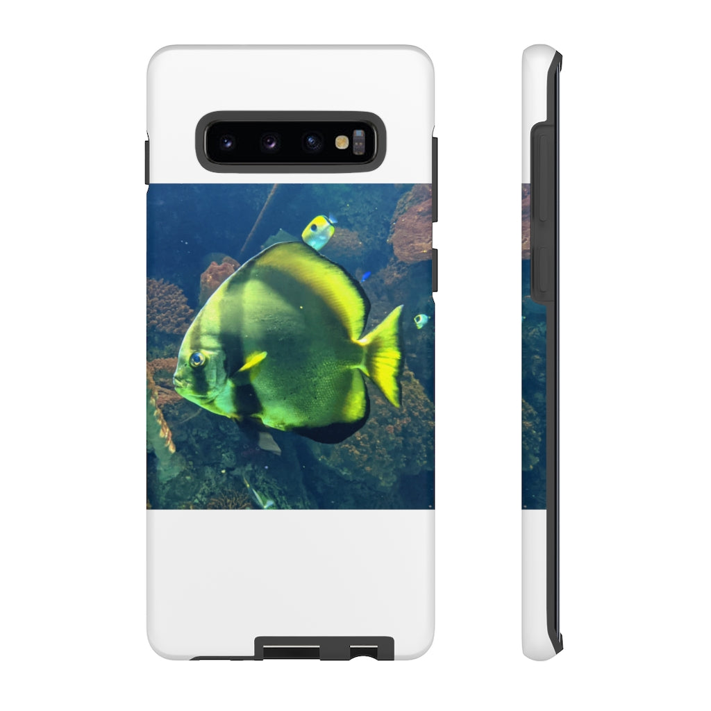 Green Fish Tough Case featuring a vibrant photographic print design with dual-layer protection for smartphones.