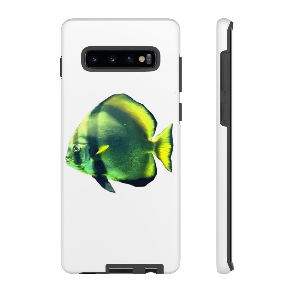 Green Fish Tough Case featuring a vibrant design with dual-layer protection for smartphones.