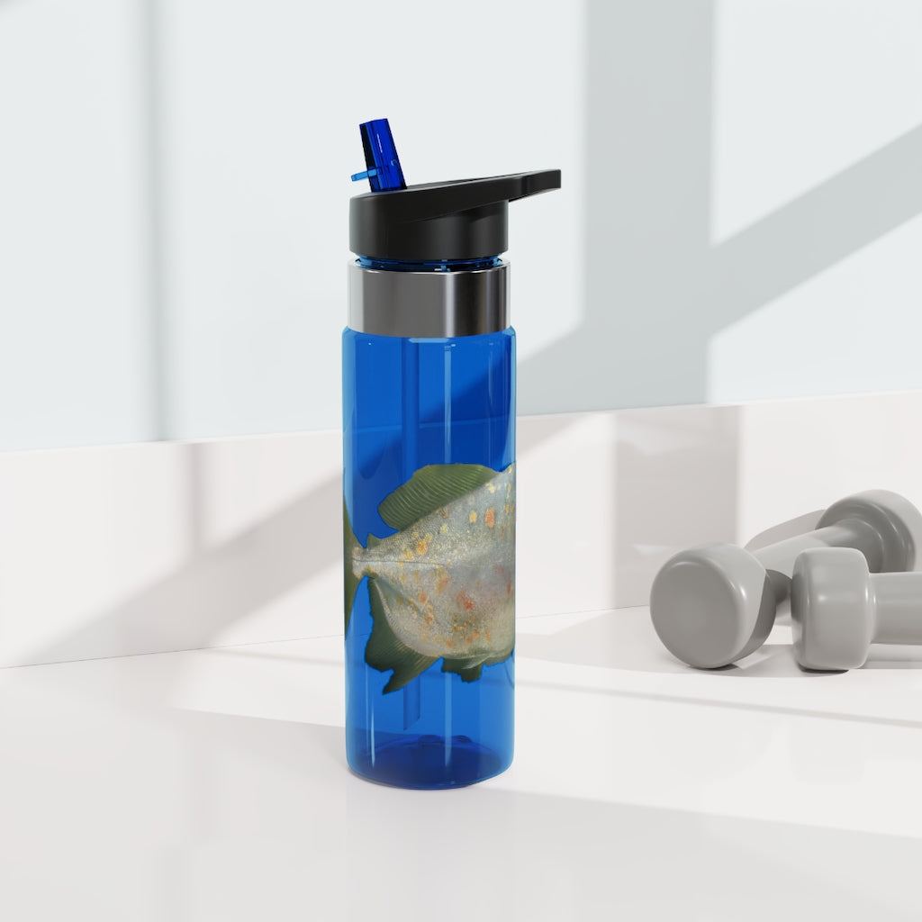 Green Fish Kensington Tritan™ Sport Bottle, 20oz, featuring a durable design with a carabiner hook and spill-resistant lid.