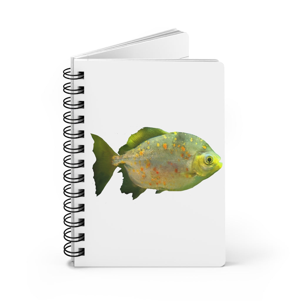 Green Fish Spiral Bound Journal with glossy laminated cover and lined pages, perfect for writing and personalization.